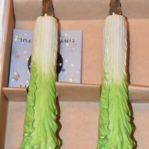 Vintage Sagaform salad servers with lettuce shaped handles
